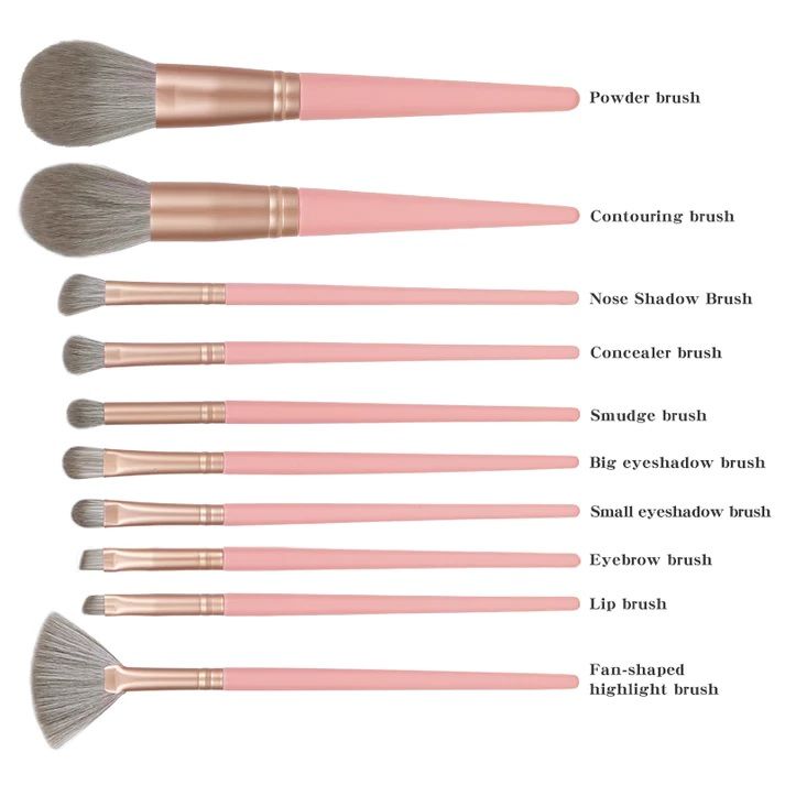 Photo 3 of 10 PCS MAKEUP BRUSHES MADE WITH SOFT AND DENSE SYNTHETIC FIBES PROVIDING A HIGH-DEFINITION FINISH WITH LIQUID, POWDERS OR CREAM WITHOUT ANY ABSORPTION OF PRODUCT OR SHEDDING