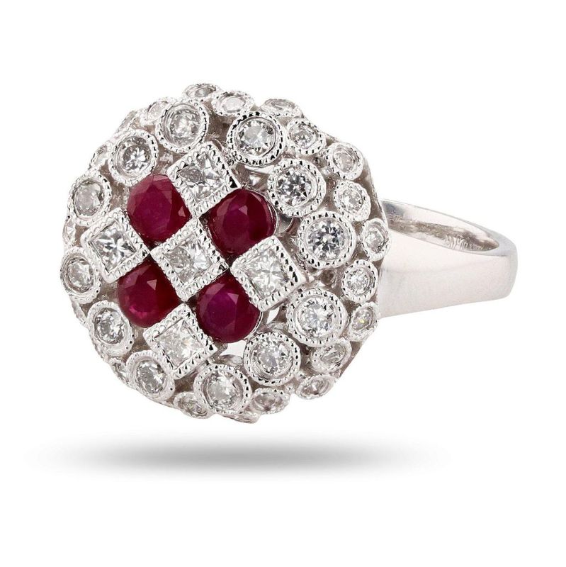 Photo 1 of ORIANNE PLATINUM  CUSTOM  DIAMOND & RUBY RING.  0.70 ctw DIAMOND AND 0.66 RUBY, TOTAL WEIGHT OF RING 8.0g  SIZE 7 1/2 WITH APPRAISAL RN027203