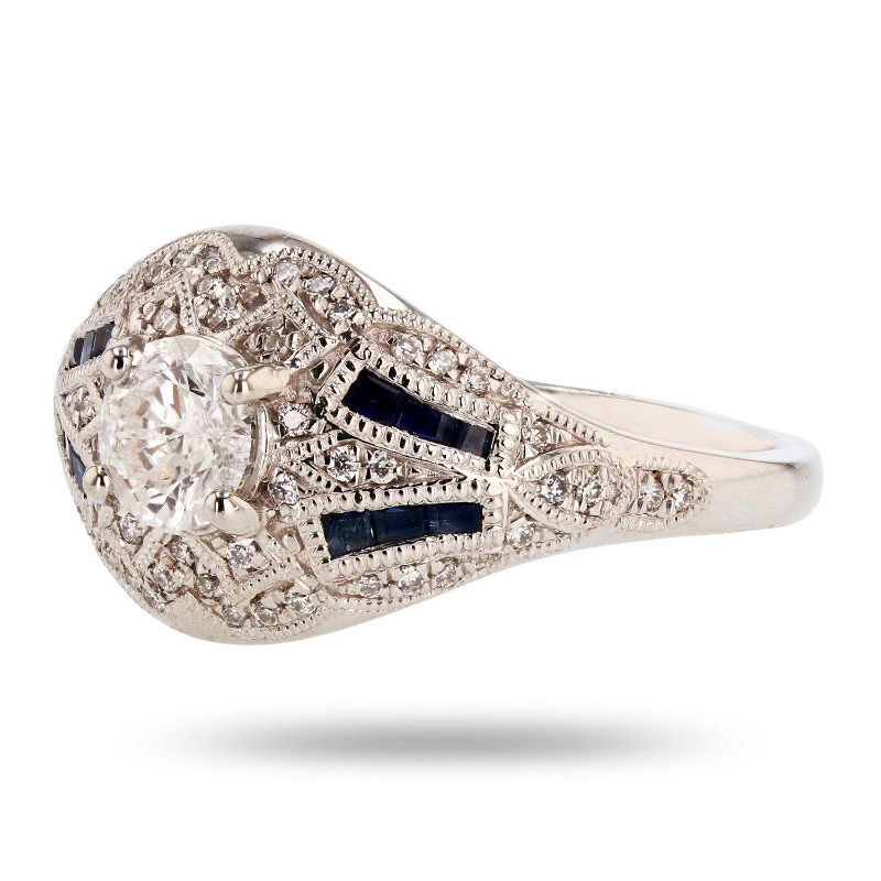Photo 1 of ORIANNE 0.51ct F COLOR CENTER DIAMOND AND 0.57ctw BLUE SAPPHIRE  (0.65ctw Diamonds) RING, WEIGHT  OF RING 6.7g  SIZE 6 1/2 WITH APPRAISAL RN026713