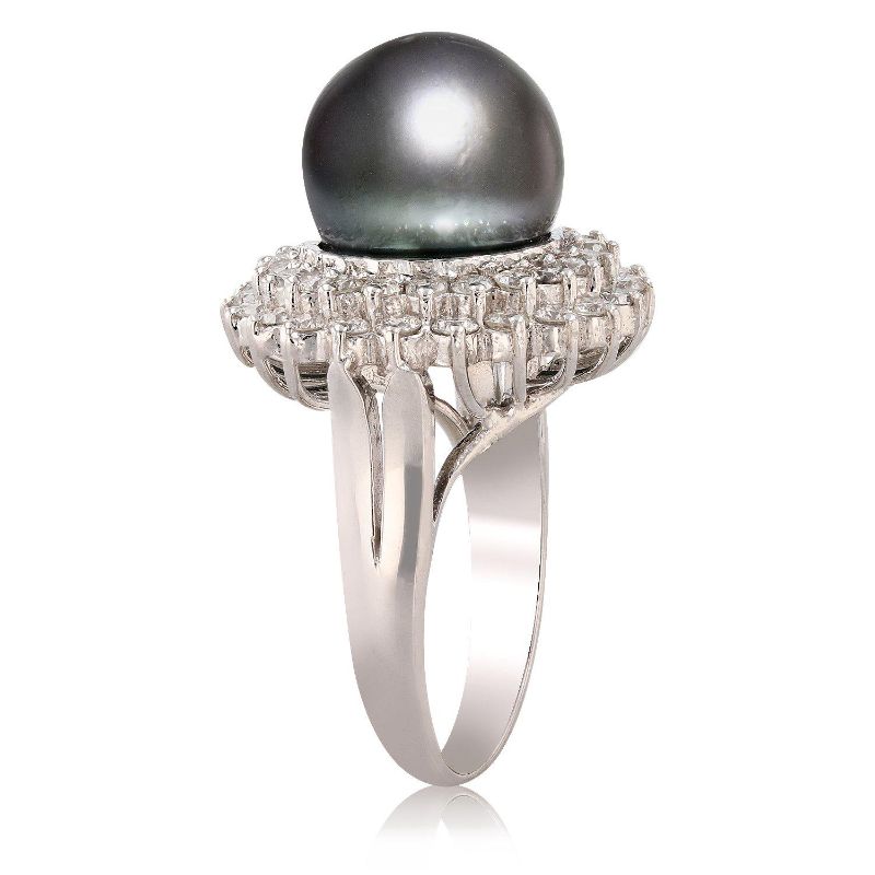Photo 1 of ORIANNE 12.0mm TAHITIAN CULTURED PEARL AND 1.37ctw DIAMOND14K WHITE GOLD RING,  TOTAL WEIGHT OF RING 9.66 g Size: 7 WITH APPRAISAL RN019803