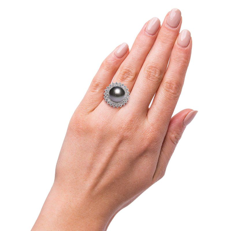 Photo 1 of ORIANNE 12.0mm TAHITIAN CULTURED PEARL AND 1.37ctw DIAMOND14K WHITE GOLD RING,  TOTAL WEIGHT OF RING 9.66 g Size: 7 WITH APPRAISAL RN019803