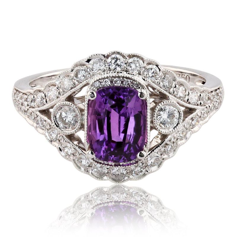 Photo 1 of ORIANNE 1.49ct PINK SAPPHIRE AND 0.56ctw DIAMOND 18K WHITE GOLD RING, TOTAL WEIGHT OF RING 4.57 g SIZE 6 1/4 WITH APPRAISAL RN023430