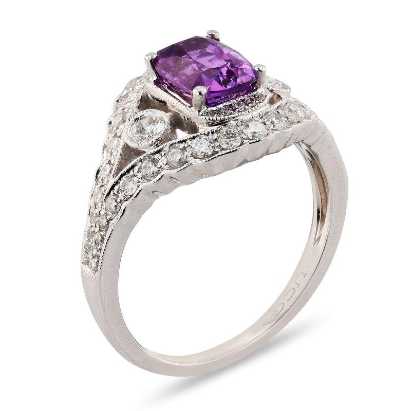 Photo 1 of ORIANNE 1.49ct PINK SAPPHIRE AND 0.56ctw DIAMOND 18K WHITE GOLD RING, TOTAL WEIGHT OF RING  4.57 g SIZE 6 1/4 WITH APPRAISAL  RN023430