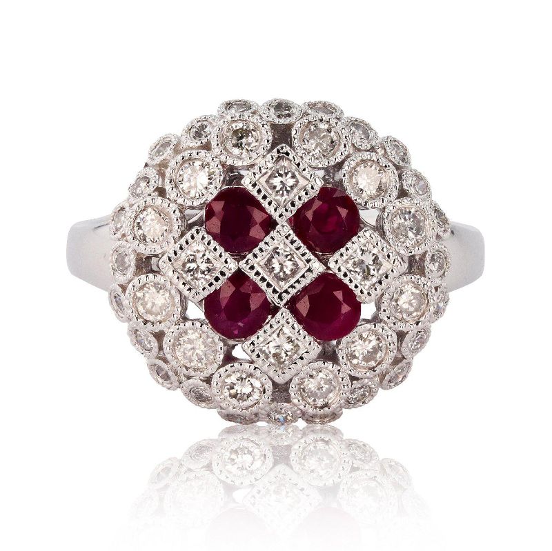 Photo 1 of ORIANNE 0.66ctw RUBY AND 0.70ctw DIAMOND PLATINUM RING, TOTAL WEIGHT OF RING 8.20 g , SIZE 7 1/4 WITH APPRAISAL RN027207
