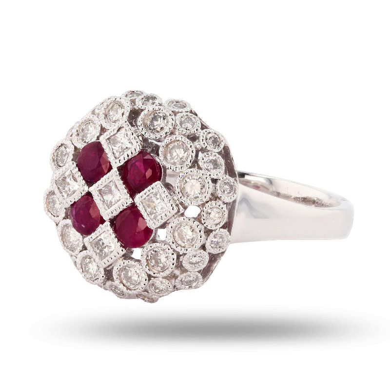 Photo 1 of ORIANNE 0.66ctw RUBY AND 0.70ctw DIAMOND PLATINUM RING, TOTAL WEIGHT OF RING 8.20 g , SIZE 7 1/4 WITH APPRAISAL RN027207