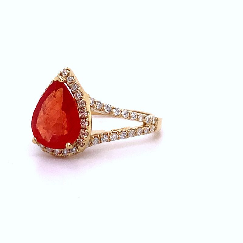 Photo 1 of ORIANNE 2.48ct REDDISH ORANGE SAPPHIRE AND 0.45ctw DIAMOND 18K YELLOW GOLD RING SIZE 7 WITH APPRAISAL 
RN031726