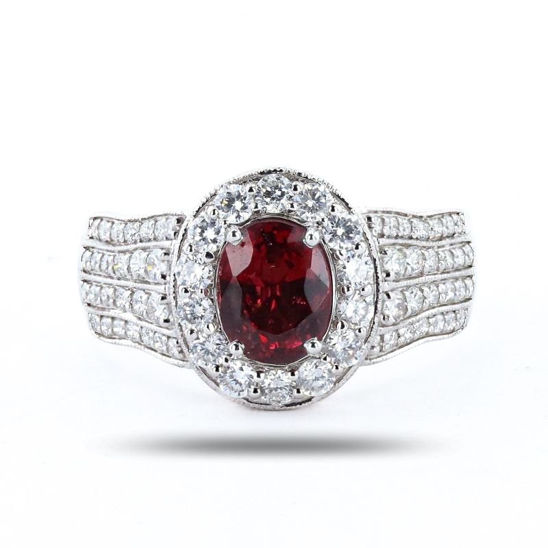 Photo 1 of ORIANNE 1.19ct UNHEATED PINK BROWN SPINEL AND 0.76ctw DIAMOND 18K WHITE GOLD RING,  TOTALWEIGHT OF ITEM 4.9g SIZE 7 WITH APPRAISAL RN033860