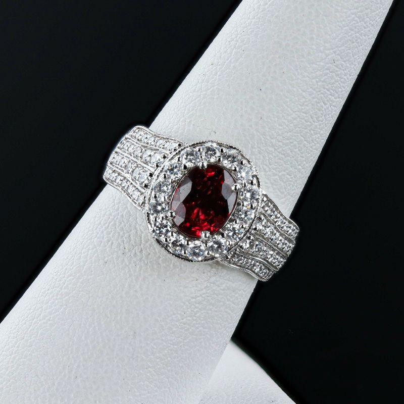 Photo 1 of ORIANNE 1.19ct UNHEATED PINK BROWN SPINEL AND 0.76ctw DIAMOND 18K WHITE GOLD RING,  TOTALWEIGHT OF ITEM 4.9g SIZE 7 WITH APPRAISAL RN033860