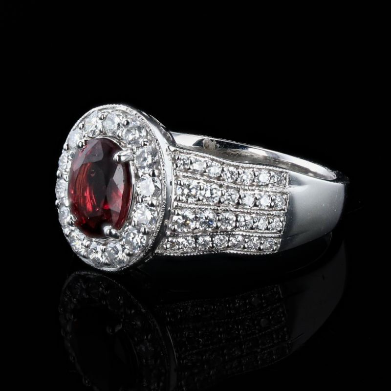 Photo 1 of ORIANNE 1.19ct UNHEATED PINK BROWN SPINEL AND 0.76ctw DIAMOND 18K WHITE GOLD RING,  TOTALWEIGHT OF ITEM 4.9g SIZE 7 WITH APPRAISAL RN033860
