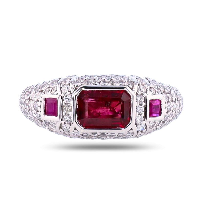 Photo 1 of ORIANNE 1.34ctw RUBY AND 0.85ctw DIAMOND PLATINUM RING, TOTAL WEIGHT OF ITEM 5.8g SIZE 7 WITH APPRAISAL   RN038702