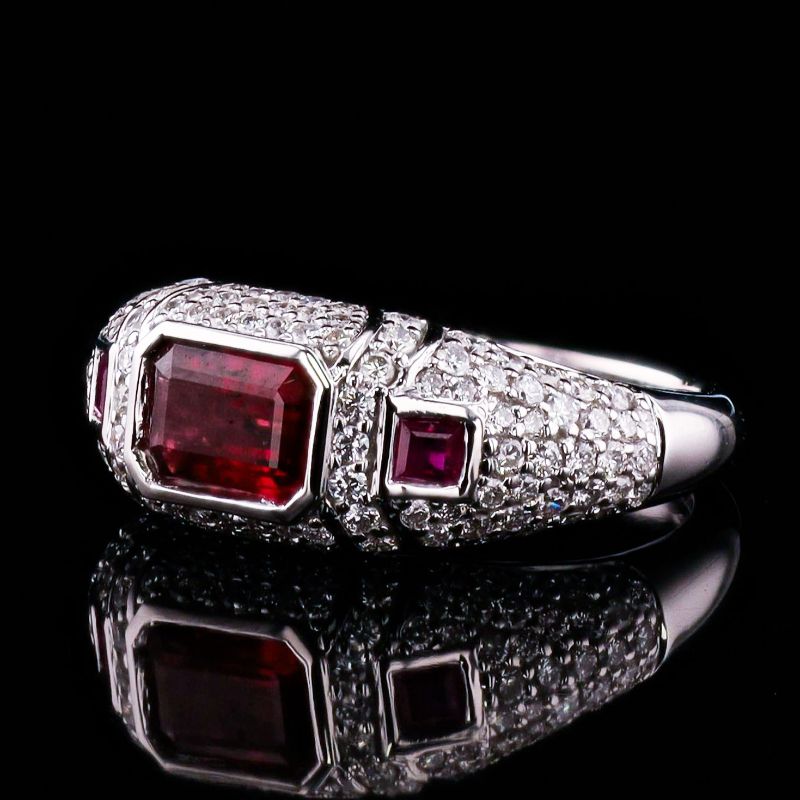 Photo 1 of ORIANNE 1.34ctw RUBY AND 0.85ctw DIAMOND PLATINUM RING, TOTAL WEIGHT OF ITEM 5.8g SIZE 7 WITH APPRAISAL   RN038702
