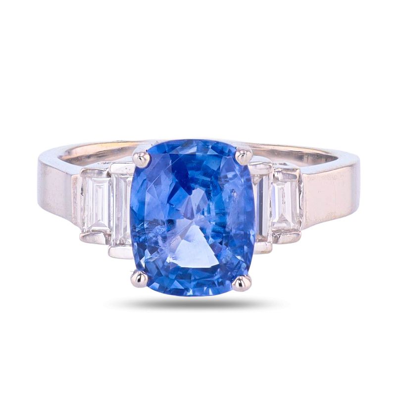 Photo 1 of ORIAN2.53ct BLUE SAPPHIRE AND 0.30ctw DIAMOND 18K WHITE GOLD RING (GIA CERTIFIED) TOTAL WEIGHT 4.8 g SIZE 5 3/4 WITH APPRAISAL RN038868
