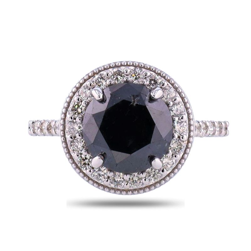 Photo 1 of ORIANNE 3.64ct FANCY BLACK CENTER DIAMOND 14K WHITE GOLD RING (4.32ctw Diamonds) TOTAL WEIGHT 4.2 g SIZE 6 1/2 WITH APPRAISAL RN038811
