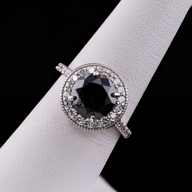 Photo 1 of ORIANNE 3.64ct FANCY BLACK CENTER DIAMOND 14K WHITE GOLD RING (4.32ctw Diamonds) TOTAL WEIGHT 4.2 g SIZE 6 1/2 WITH APPRAISAL RN038811