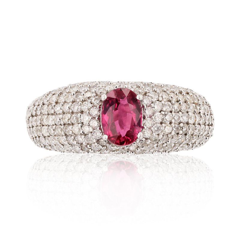 Photo 1 of ORIANNE 1.03ct UNHEATED RUBY AND 1.47ctw DIAMOND 14K WHITE GOLD RING, TOTAL WEIGHT 4.80 g SIZE 7 WITH APPRAISAL RN021851
