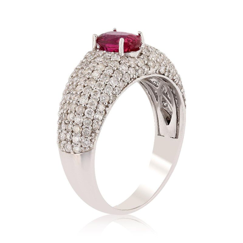 Photo 1 of ORIANNE 1.03ct UNHEATED RUBY AND 1.47ctw DIAMOND 14K WHITE GOLD RING, TOTAL WEIGHT 4.80 g SIZE 7 WITH APPRAISAL RN021851
