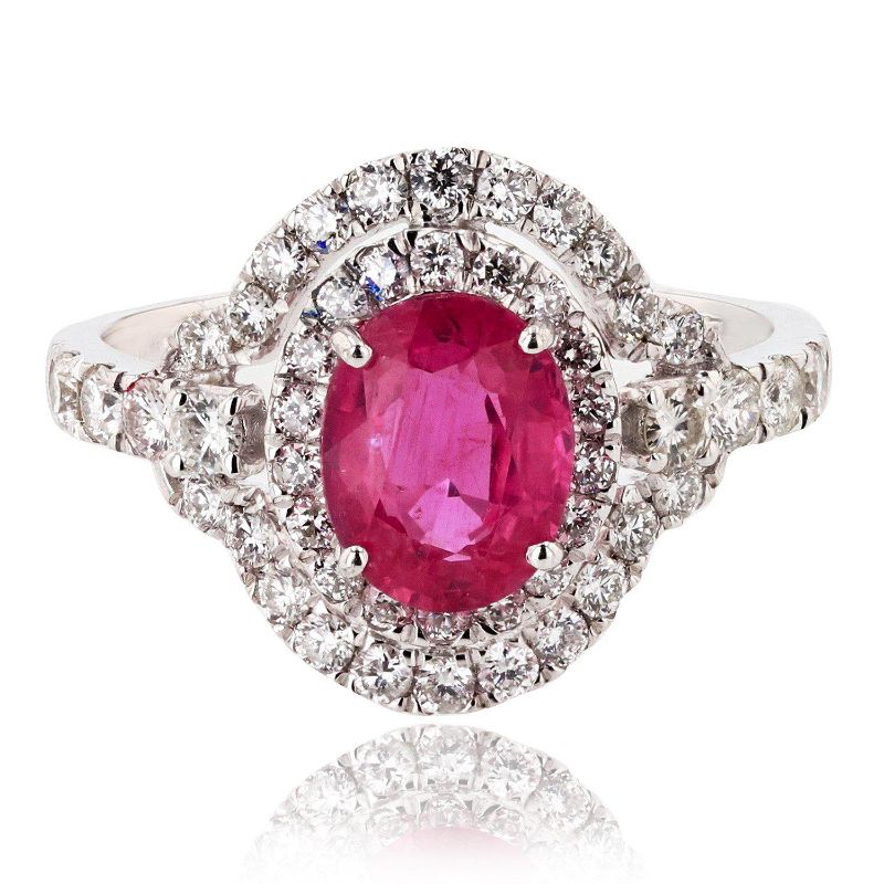 Photo 1 of ORIANNE 1.75ct PINK SAPPHIRE AND 0.76ctw DIAMOND PLATINUM RING TOTAL WEIGHT 4.30 g SIZE 6 1/2 WITH APPRAISAL RN025575