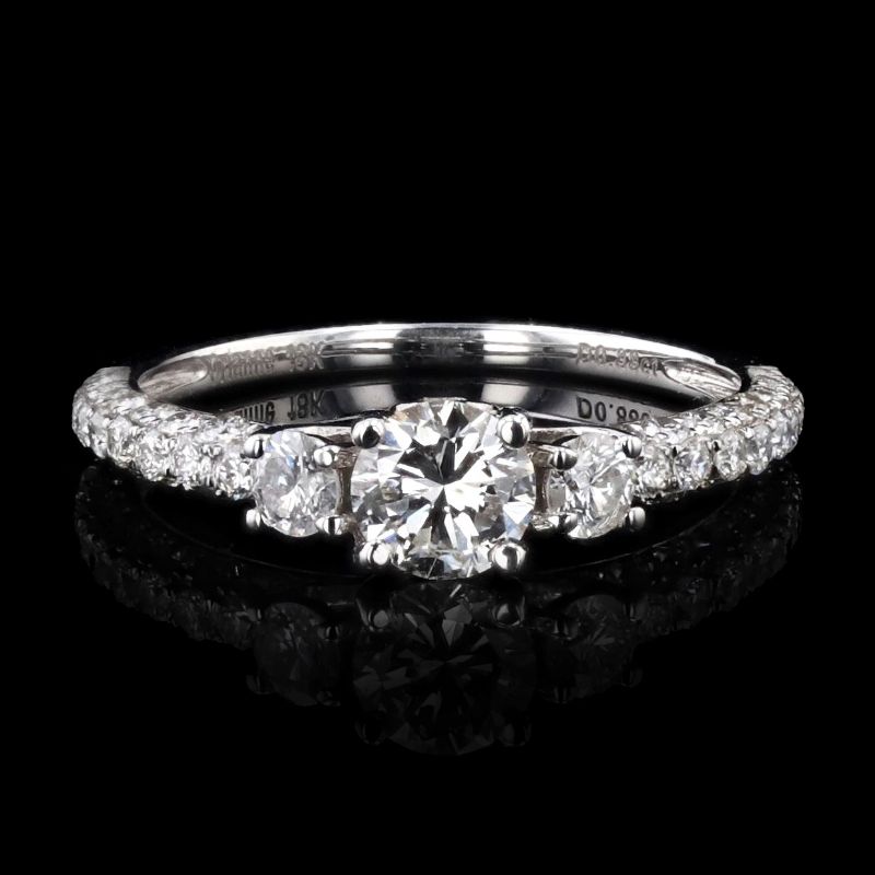 Photo 1 of ORIANNE 0.50ct SI2 CLARITY CENTER DIAMOND 18K WHITE GOLD RING (1.38ctw DIAMONDS) GIA CERTIFIED TOTAL WEIGHT 2.33 g SIZE 6 1/2 WITH APPRAISAL RN019349