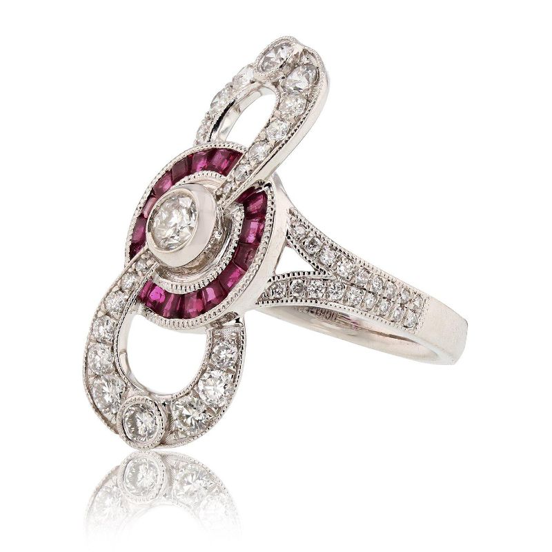 Photo 1 of ORIANNE 0.28ct DIAMOND AND 0.82ct RUBY PLATINUM RING (1.13ctw DIAMONDS) TOTAL WEIGHT 9.20 g SIZE 6 1/4 WITH APPRAISAL RN027871