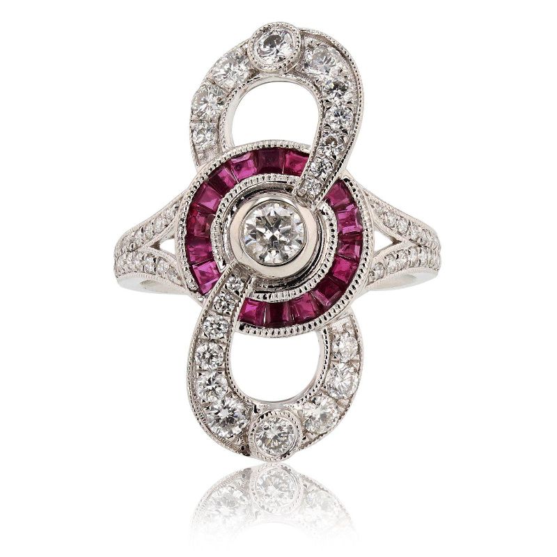 Photo 1 of ORIANNE 0.28ct DIAMOND AND 0.82ct RUBY PLATINUM RING (1.13ctw DIAMONDS) TOTAL WEIGHT 9.20 g SIZE 6 1/4 WITH APPRAISAL RN027871