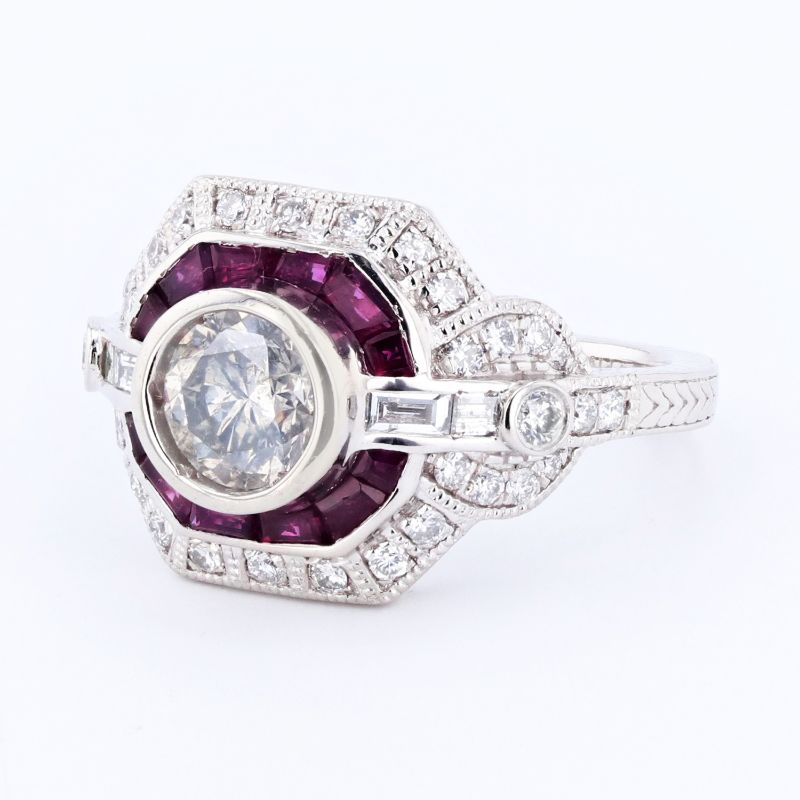 Photo 1 of ORIANNE 1.63ctw DIAMOND AND 0.85ctw RUBY PLATINUM RING SIZE 6 1/2 WITH APPRAISAL RN030729