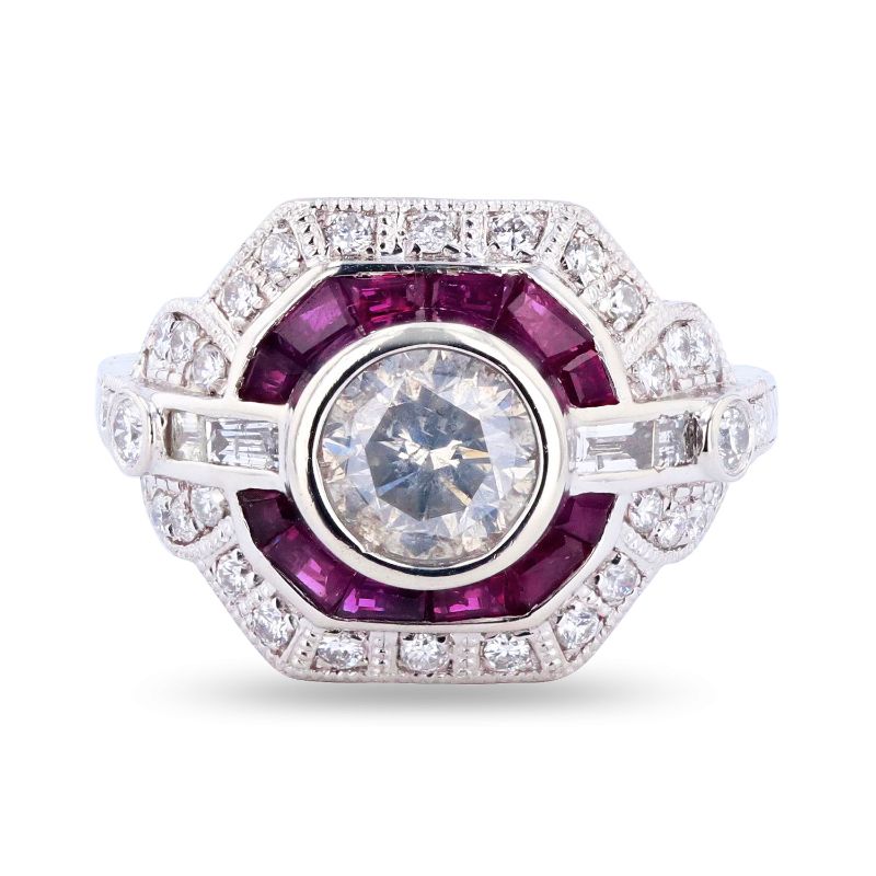 Photo 1 of ORIANNE 1.63ctw DIAMOND AND 0.85ctw RUBY PLATINUM RING SIZE 6 1/2 WITH APPRAISAL RN030729