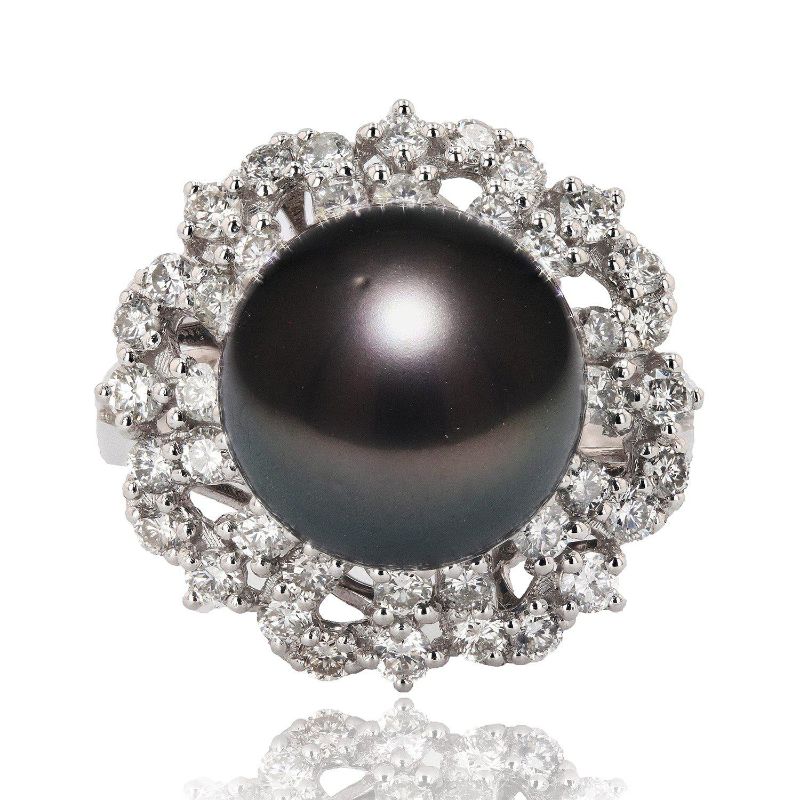 Photo 1 of ORIANNE 12.20mm SOUTH SEA PEARL AND 1.45ctw DIAMOND PLATINUM RING TOTAL WEIGHT 11.9g SIZE 7 WITH APPRAISAL RN026658