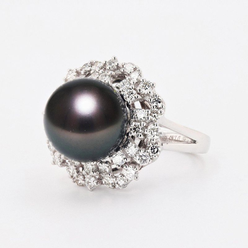 Photo 1 of ORIANNE 12.20mm SOUTH SEA PEARL AND 1.45ctw DIAMOND PLATINUM RING TOTAL WEIGHT 11.9g SIZE 7 WITH APPRAISAL RN026658