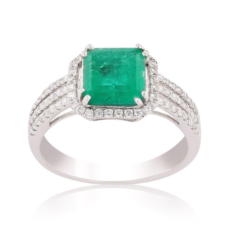 Photo 1 of ORIANNE 1.59ct EMERALD AND 0.39ctw DIAMOND PLATINUM RING TOTAL WEIGHT 5.18 g SIZE 7 WITH APPRAISAL RN021079