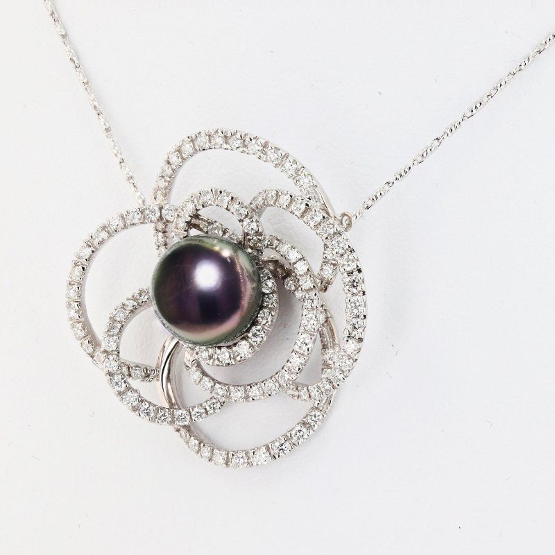 Photo 1 of ORIANNE 11mm TAHITIAN PEARL AND 1.33ctw DIAMOND 14K WHITE GOLD NECKLACE/PENDANT
WITH CHAIN, TOTAL WEIGHT 10.4 g LENGTH 18" WITH APPRAISAL NK012934