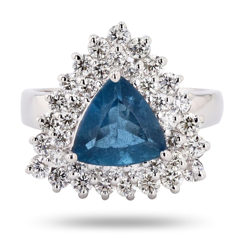 Photo 1 of ORIANNE 1.58ct AQUAMARINE AND 1.15ctw DIAMOND 14K WHITE GOLD RING TOTAL WEIGHT 6.40 g SIZE 6 1/2 WITH APPRAISAL RN030838