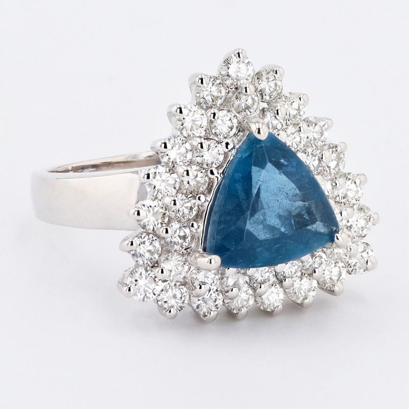 Photo 1 of ORIANNE 1.58ct AQUAMARINE AND 1.15ctw DIAMOND 14K WHITE GOLD RING TOTAL WEIGHT 6.40 g SIZE 6 1/2 WITH APPRAISAL RN030838