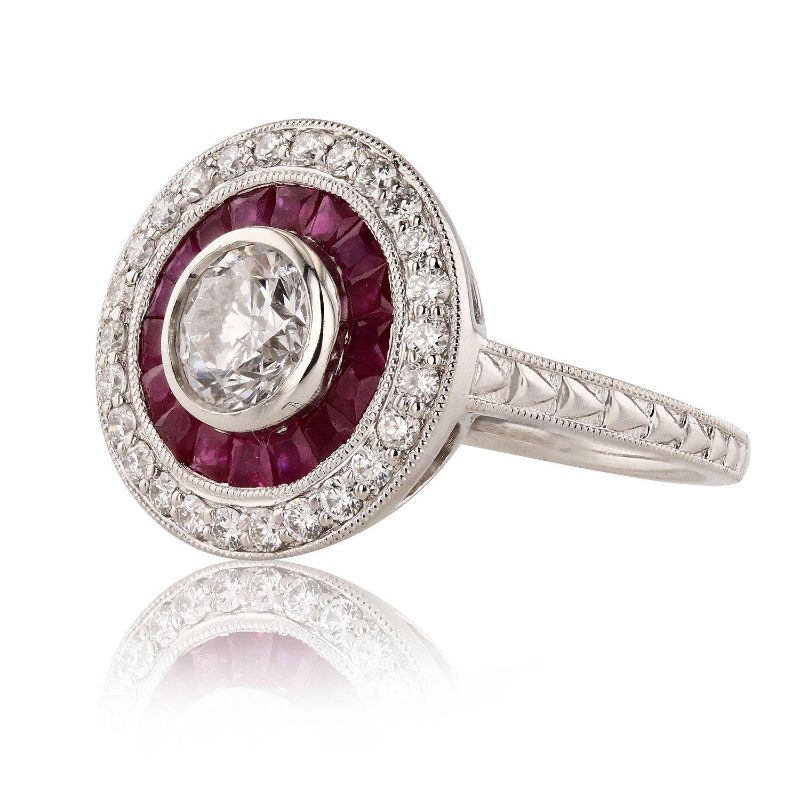 Photo 1 of ORIANNE 0.78ct DIAMOND AND1.00ct RUBY PLATINUM RING  (1.13ctw DIAMONDS) TOTAL WEIGHT 6.40 g SIZE 6 1/4 WITH APPRAISAL RN025950