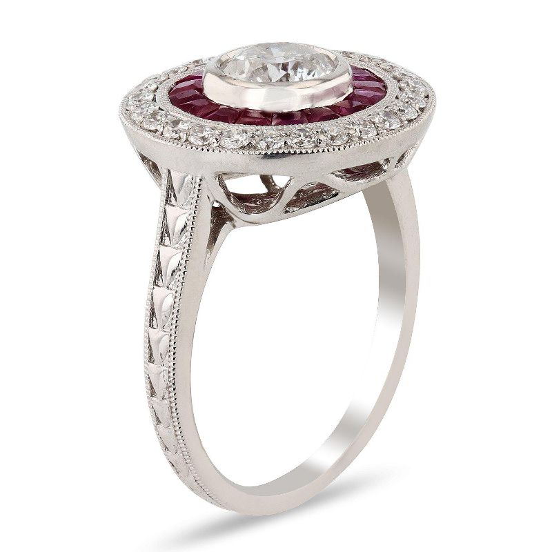 Photo 1 of ORIANNE 0.78ct DIAMOND AND1.00ct RUBY PLATINUM RING  (1.13ctw DIAMONDS) TOTAL WEIGHT 6.40 g SIZE 6 1/4 WITH APPRAISAL RN025950