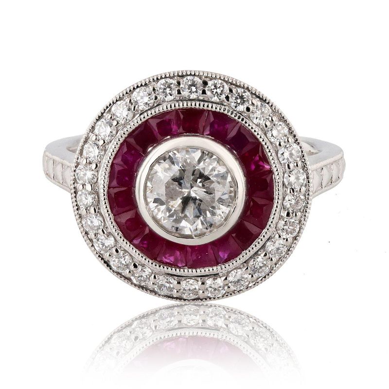 Photo 1 of ORIANNE 0.78ct DIAMOND AND1.00ct RUBY PLATINUM RING (1.13ctw DIAMONDS) TOTAL WEIGHT 6.40 g SIZE 6 1/4 WITH APPRAISAL RN025950