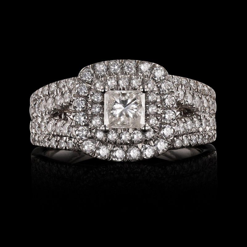 Photo 1 of ORIANNE 0.46ct SI3 CLARITY F COLOR CENTER DIAMOND PLATINUM RING (1.53ctw DIAMONDS) EGL CERTIFIED TOTAL WEIGHT 12.03 g SIZE 7 WITH APPRAISAL RN022296