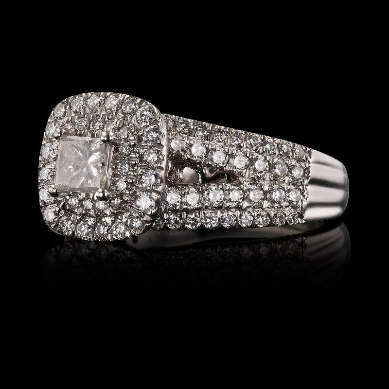 Photo 1 of ORIANNE 0.46ct SI3 CLARITY F COLOR CENTER DIAMOND PLATINUM RING (1.53ctw DIAMONDS) EGL CERTIFIED TOTAL WEIGHT 12.03 g SIZE 7 WITH APPRAISAL RN022296