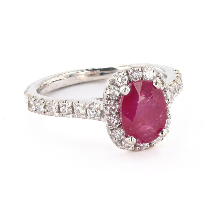 Photo 1 of ORIANNE 1.86ct MADAGASCAR RUBY AND 0.70ctw DIAMOND 18K WHITE GOLD RING (GIA CERTIFIED) TOTAL WEIGHT 4.5 g SIZE 6 1/4 WITH APPRAISAL  RN036410
