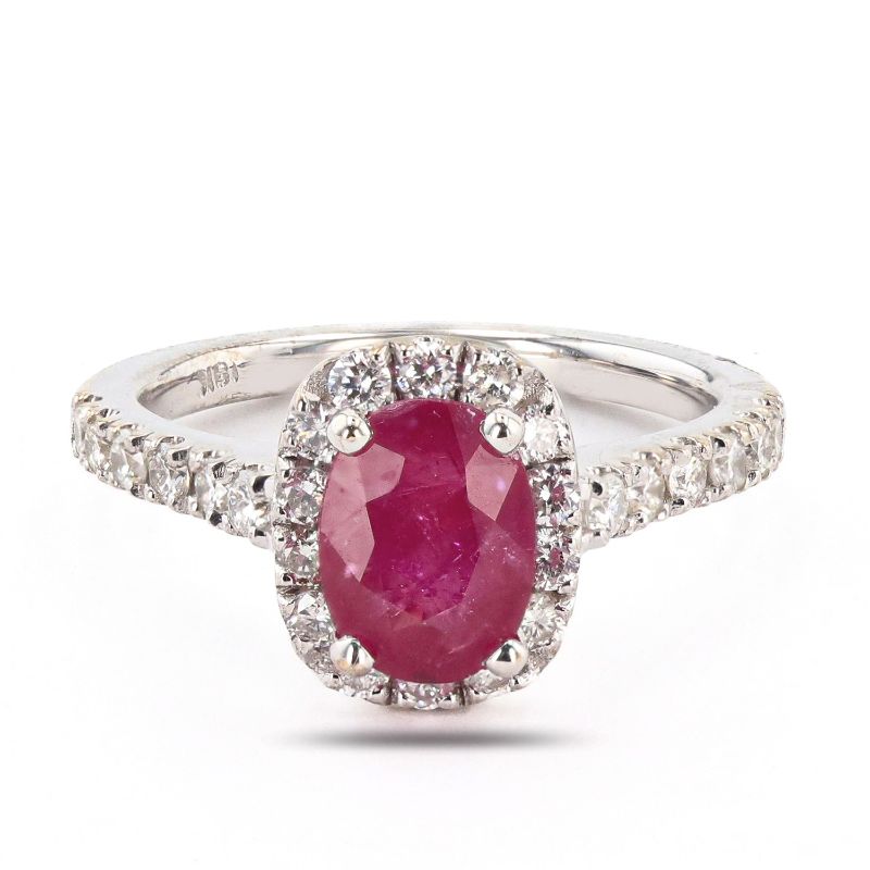 Photo 1 of ORIANNE 1.86ct MADAGASCAR RUBY AND 0.70ctw DIAMOND 18K WHITE GOLD RING (GIA CERTIFIED) TOTAL WEIGHT 4.5 g SIZE 6 1/4 WITH APPRAISAL  RN036410