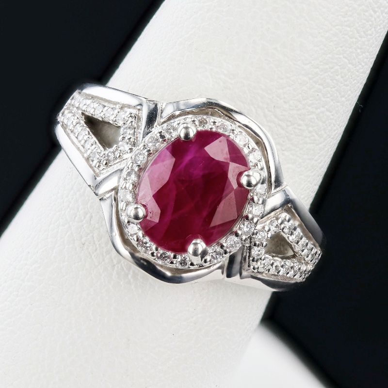 Photo 1 of ORIANNE 2.89ct BURMESE RUBY AND 0.31ctw DIAMOND PLATINUM RING (GIA CERTIFIED) TOTAL WEIGHT 8.4 g SIZE 7 1/2 WITH APPRAISAL RN032618