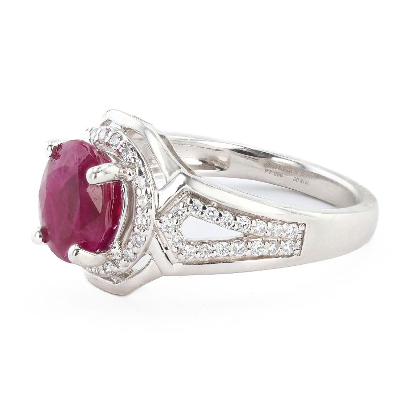 Photo 1 of ORIANNE 2.89ct BURMESE RUBY AND 0.31ctw DIAMOND PLATINUM RING (GIA CERTIFIED) TOTAL WEIGHT 8.4 g SIZE 7 1/2 WITH APPRAISAL RN032618