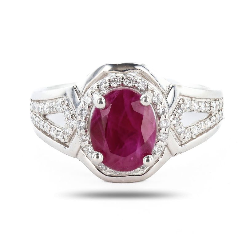 Photo 1 of ORIANNE 2.89ct BURMESE RUBY AND 0.31ctw DIAMOND PLATINUM RING (GIA CERTIFIED) TOTAL WEIGHT 8.4 g SIZE 7 1/2 WITH APPRAISAL RN032618