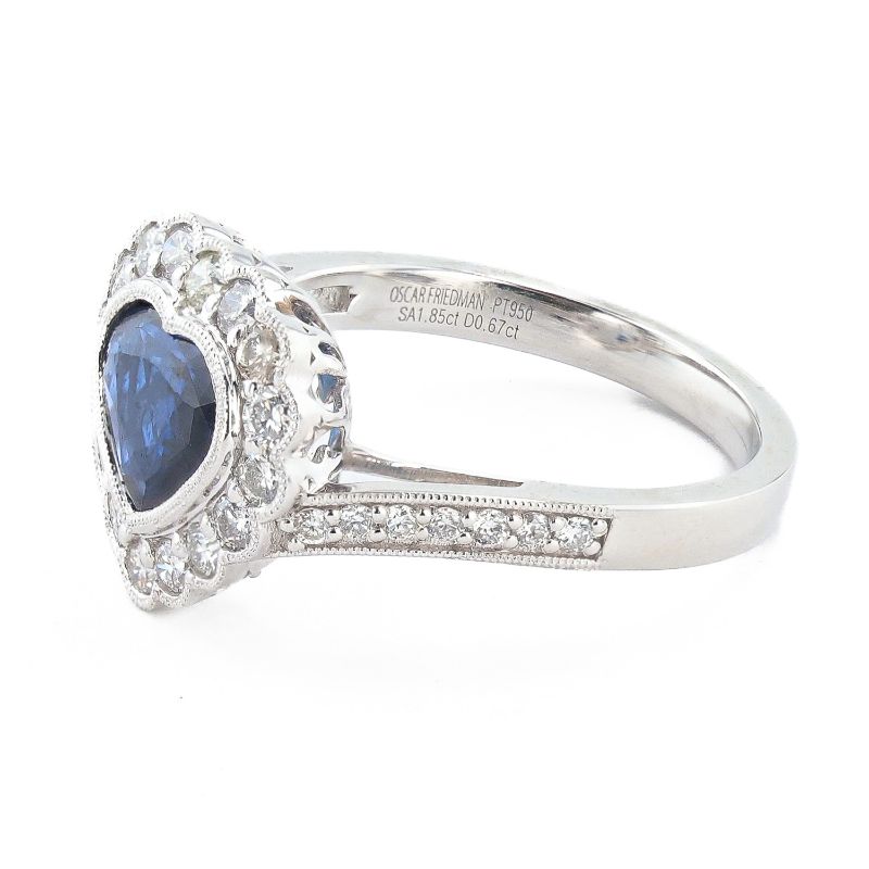 Photo 1 of ORIANNE 1.85ct HEART SHAPED BLUE SAPPHIRE AND 0.67ctw DIAMOND PLATINUM RING (GIA CERTIFIED) TOTAL WEIGHT 6.4 g SIZE 6 3/4 WITH APPRAISAL RN036234