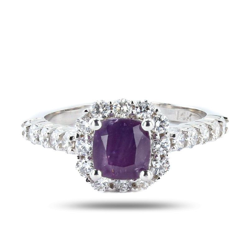 Photo 1 of ORIANNE 1.54ct UNHEATED PINKISH PURPLE KASHMIR SAPPHIRE AND 0.78ctw DIAMOND 14K WHITE GOLD RING (GIA CERTIFIED) TOTAL WEIGHT 3.8 g SIZE 7 WITH APPRAISAL RN036205