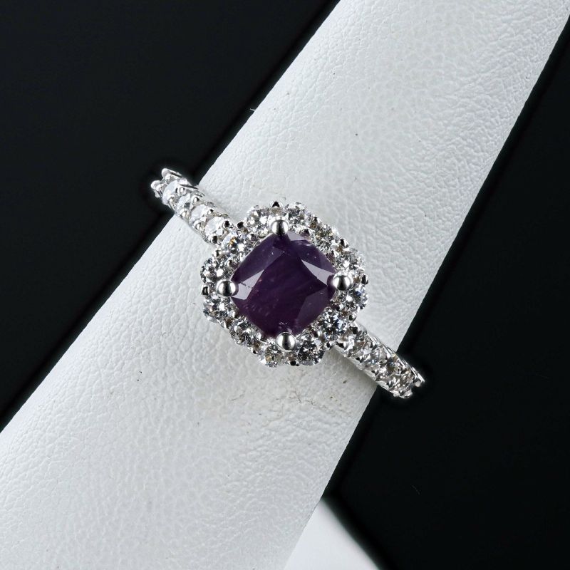 Photo 1 of ORIANNE 1.54ct UNHEATED PINKISH PURPLE KASHMIR SAPPHIRE AND 0.78ctw DIAMOND 14K WHITE GOLD RING (GIA CERTIFIED) TOTAL WEIGHT 3.8 g SIZE 7 WITH APPRAISAL RN036205