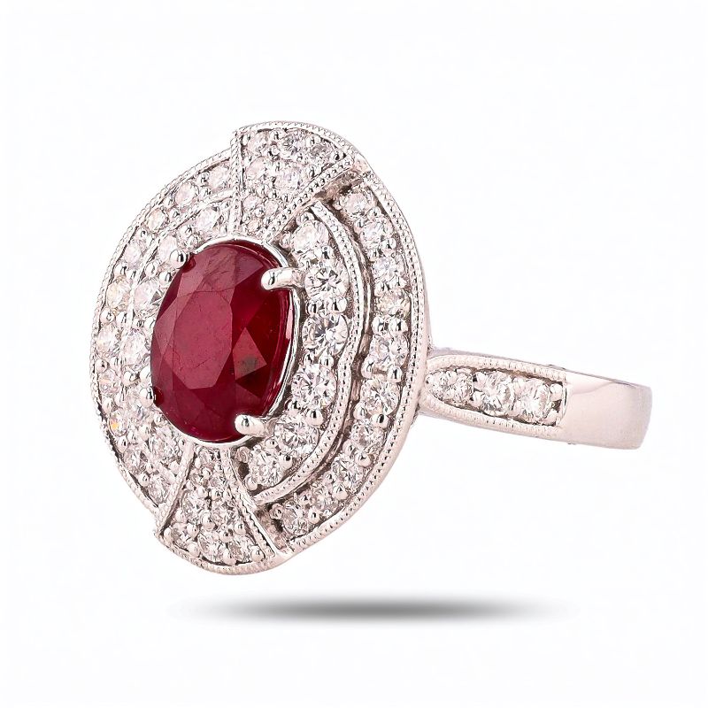Photo 1 of ORIANNE 2.06ct RUBY AND 0.73ctw DIAMOND PLATINUM RING (GIA CERTIFIED) TOTAL WEIGHT 8.4 g SIZE 6 1/2 WITH APPRAISAL RN037877