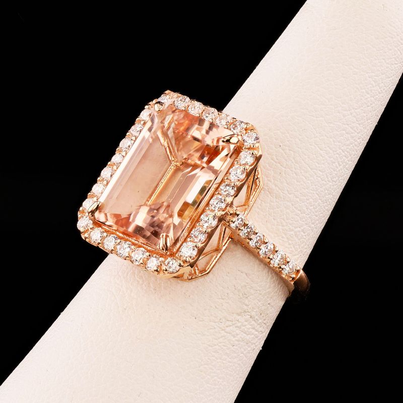 Photo 1 of ORIANNE 7.76ct MORGANITE AND 0.91ctw DIAMOND 14K ROSE GOLD RING TOTAL WEIGHT 5.6 g SIZE 7 WITH APPRAISAL RN038786