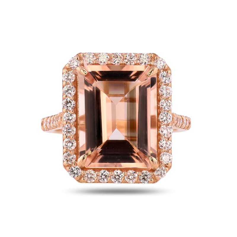 Photo 1 of ORIANNE 7.76ct MORGANITE AND 0.91ctw DIAMOND 14K ROSE GOLD RING TOTAL WEIGHT 5.6 g SIZE 7 WITH APPRAISAL RN038786