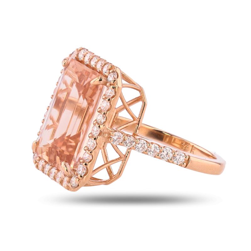 Photo 1 of ORIANNE 7.76ct MORGANITE AND 0.91ctw DIAMOND 14K ROSE GOLD RING TOTAL WEIGHT 5.6 g SIZE 7 WITH APPRAISAL RN038786