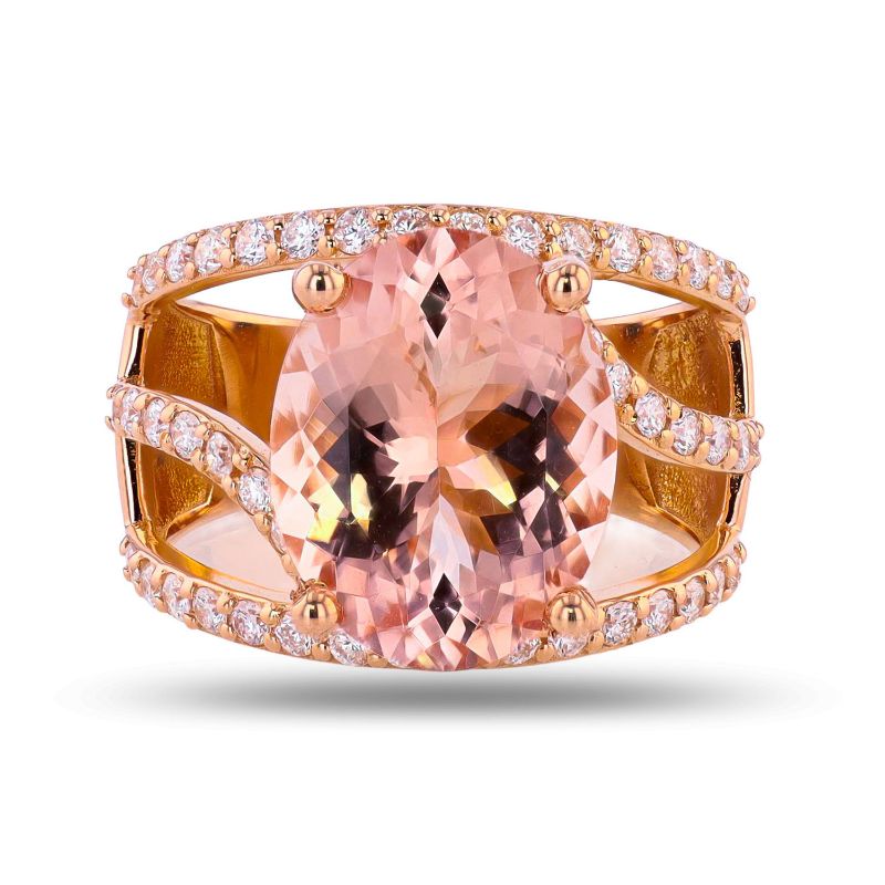 Photo 1 of ORIANNE 5.36ct MORGANITE AND 0.78ctw DIAMOND 14K ROSE GOLD RING TOTAL WEIGHT 7.6 g SIZE 7 WITH APPRAISAL RN038872